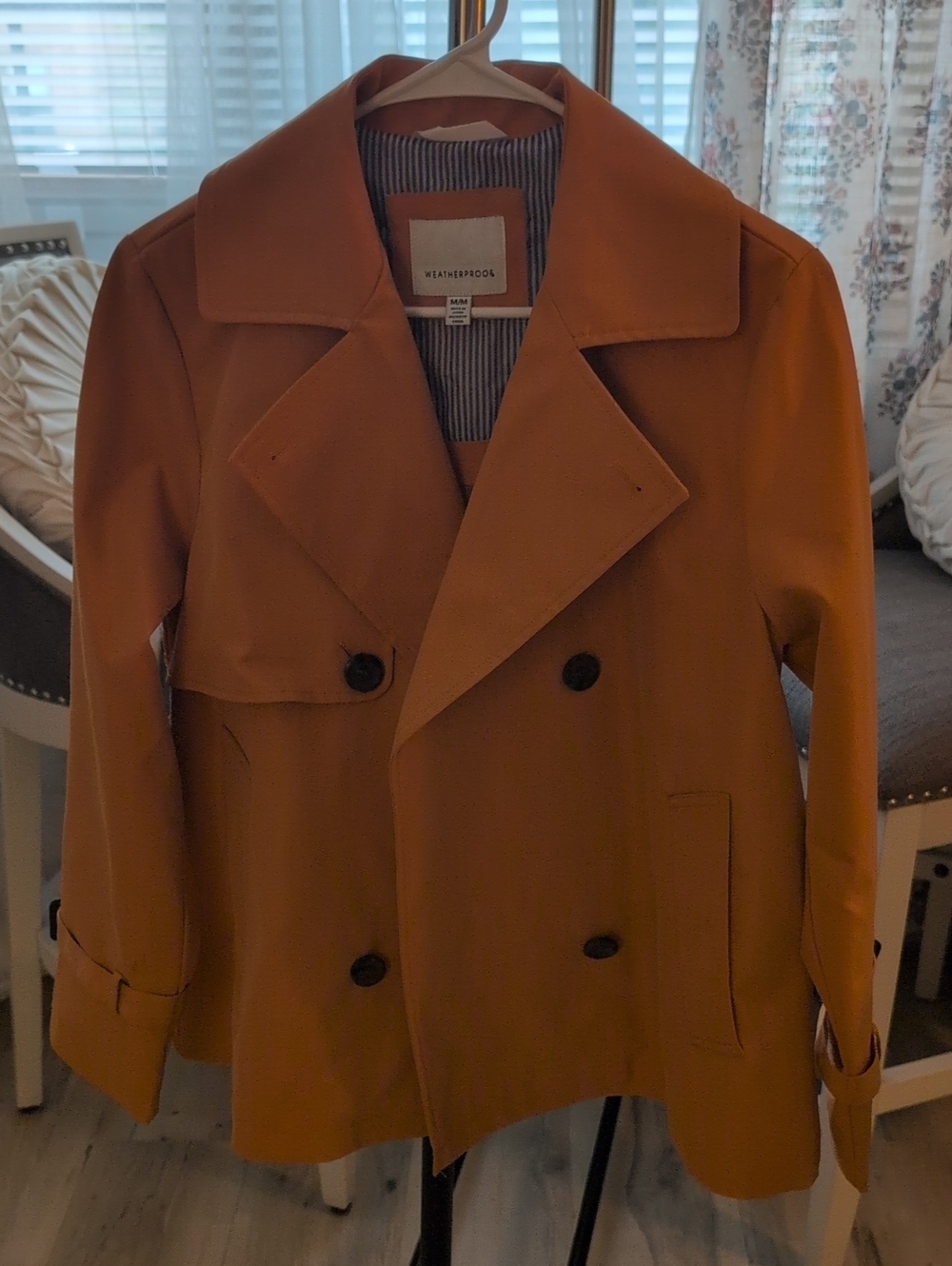 Weatherproof Women’s Double-Breasted Rust Trench Coat